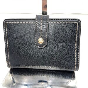 Relic Brand Black Leather Snap Button Bifold Wallet Coin Purse Zip Pouch